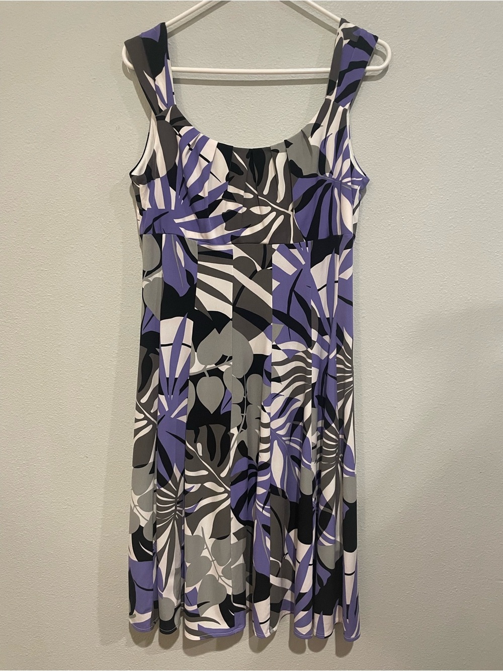 Sleeveless Purple Floral A-Line Dress